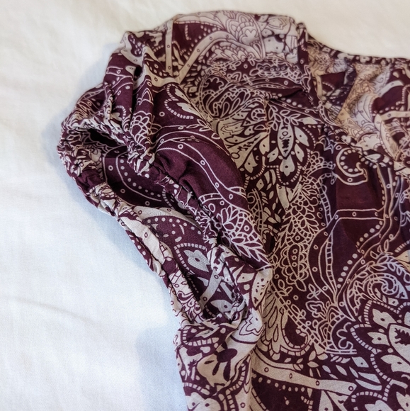 Banana Republic Silk Blend Blouse Paisley Print Elastic Hem Small - Picture 5 of 9